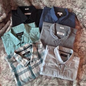 Men's size Large Casual Button Down Shirt - Black, Blue, Green, Gray Group 4